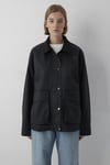 %100 Pamuk Oversize Fit Klasik Yaka Kadın Mont 1110907-900 SİYAH