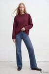 %100 Pamuk Regular Fit Bisiklet Yaka Kadın Sweat 1620070-70422 BORDO