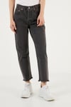501 Pamuklu Regular Fit Cropped Jeans Kadın Kot Pantolon A7739-0001 KOYU GRİ