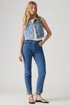 501 Pamuklu Straight Fit Yüksek Bel Düz Paça Jeans Kadın Kot Pantolon A7739-0029 AÇIK MAVİ