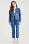 501 Pamuklu Yüksek Bel Slim Fit Kısa Paça Jeans Kadın Kot Pantolon 36200-0225 MAVİ