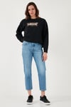 501 Streç Pamuklu Regular Fit Yüksek Bel Kısa Paça Jeans Kadın Kot Pantolon A7739-0018 MAVİ