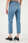 501 Streç Pamuklu Regular Fit Yüksek Bel Kısa Paça Jeans Kadın Kot Pantolon A7739-0018 MAVİ