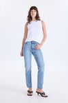 501 Yüksek Bel Düz Paça Jeans Kadın Kot Pantolon A7742-0027 MAVİ