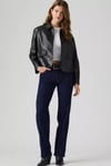 723 Pamuklu Straight Fit Yüksek Bel Düz Paça Jeans Kadın Kot Pantolon 008SY-0001 KOYU LACIVERT