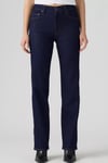 723 Pamuklu Straight Fit Yüksek Bel Düz Paça Jeans Kadın Kot Pantolon 008SY-0001 KOYU LACIVERT