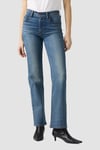 723 Pamuklu Straight Fit Yüksek Bel Düz Paça Jeans Kadın Kot Pantolon 008SY-0010 MAVİ