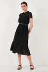 A Kesim Regular Fit Astarlı Midi Boy Kemerli Abiye Kadın Elbise 6781937 SİYAH