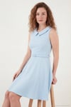 A Kesim Regular Fit Yaka ve Kemer Detaylı Mini Davet ve Mezuniyet Kadın Elbise 6525740 BEBE MAVİ