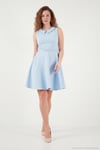 A Kesim Regular Fit Yaka ve Kemer Detaylı Mini Davet ve Mezuniyet Kadın Elbise 6525740 BEBE MAVİ