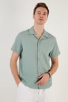 Apaş Yaka Kısa Kollu Regular Fit Erkek Gömlek CF24S117842 MİNT