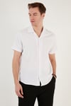 Apaş Yaka Kısa Kollu Regular Fit Erkek Gömlek CF24S117842 BEYAZ