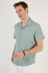 Apaş Yaka Kısa Kollu Regular Fit Erkek Gömlek CF24S117842 MİNT