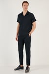 Apaş Yaka Kısa Kollu Regular Fit Erkek Gömlek CF24S117842 LACİVERT