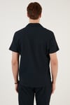 Apaş Yaka Kısa Kollu Regular Fit Erkek Gömlek CF24S117842 LACİVERT