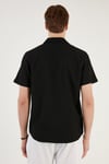 Apaş Yaka Kısa Kollu Regular Fit Erkek Gömlek CF24S117842 SİYAH