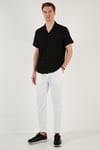 Apaş Yaka Kısa Kollu Regular Fit Erkek Gömlek CF24S117842 SİYAH