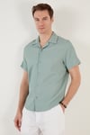 Apaş Yaka Kısa Kollu Regular Fit Erkek Gömlek CF24S117842 MİNT