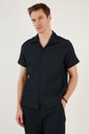 Apaş Yaka Kısa Kollu Regular Fit Erkek Gömlek CF24S117842 LACİVERT
