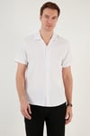 Apaş Yaka Kısa Kollu Regular Fit Erkek Gömlek CF24S117842 BEYAZ