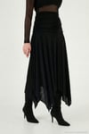 Asimetrik Kesim Drape Detaylı Yırtmaçlı Midi Boy Kadın Etek 6833366 SİYAH