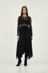 Asimetrik Kesim Drape Detaylı Yırtmaçlı Midi Boy Kadın Etek 6833366 SİYAH