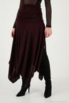 Asimetrik Kesim Drape Detaylı Yırtmaçlı Midi Boy Kadın Etek 6833366 MÜRDÜM
