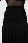 Asimetrik Kesim Drape Detaylı Yırtmaçlı Midi Boy Kadın Etek 6833366 SİYAH