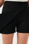 Asimetrik Kışlık Scuba Süet Düğme Detaylı Slim Fit Kadın Şort Etek 5865968 SİYAH