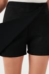 Asimetrik Kışlık Scuba Süet Düğme Detaylı Slim Fit Kadın Şort Etek 5865968 SİYAH