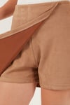 Asimetrik Kışlık Scuba Süet Düğme Detaylı Slim Fit Kadın Şort Etek 5865968 VİZON
