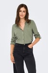 asmin Keten Karışımlı Regular Fit Klasik Yaka Kadın Gömlek 15349102 HAKİ