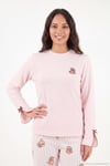 Ayıcık Desenli Lastikli Bel Uzun Kollu Yumuşak Dokulu Kadın Pijama Takımı 6575023 PEMBE