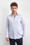 Back & Bond Çizgili Pamuklu Regular Fit Uzun Kollu Erkek Gömlek B35W20012 122 MAVİ