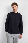 Back & Bond Pamuklu Oversize Fit Bisiklet Yaka Erkek Sweat B35W12007 102 SİYAH