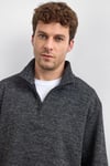Back & Bond Regular Fit Yarım Fermuarlı Dik Yaka Erkek Sweat B35W12016 102 SİYAH