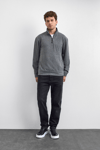 Back & Bond Regular Fit Yarım Fermuarlı Dik Yaka Erkek Sweat B35W12021 105 GRİ