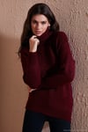 Balıkçı Yaka Örme Uzun Kadın Kazak 4615018 BORDO