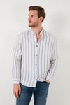 Bant Yaka Çizgili % 100 Pamuk Regular Fit Erkek Gömlek CF23S126828 SAKS