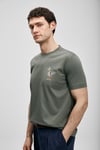 Baskılı % 100 Pamuk Bisiklet Yaka Erkek T Shirt 111020313 KOYU YEŞİL