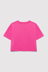 Baskılı % 100 Pamuk Loose Fit Bisiklet Yaka Kız Çocuk T Shirt 7610331-71095 PEMBE