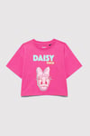 Baskılı % 100 Pamuk Loose Fit Bisiklet Yaka Kız Çocuk T Shirt 7610331-71095 PEMBE