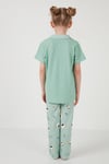 Baskılı Beli Lastikli Gömlek Yaka Kısa Kollu Kız Çocuk Pijama Takımı 6576001 MİNT