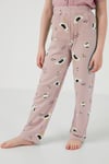 Baskılı Beli Lastikli Gömlek Yaka Kısa Kollu Kız Çocuk Pijama Takımı 6576001 PEMBE