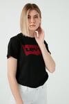 Baskılı Bisiklet Yaka % 100 Pamuk Kadın T Shirt 17369-1311 SİYAH