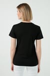 Baskılı Bisiklet Yaka % 100 Pamuk Kadın T Shirt 17369-1311 SİYAH
