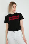 Baskılı Bisiklet Yaka % 100 Pamuk Kadın T Shirt 17369-1311 SİYAH