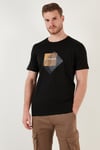 Baskılı Bisiklet Yaka % 100 Pamuk Slim Fit Erkek T Shirt 646R3940 SİYAH