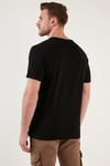 Baskılı Bisiklet Yaka % 100 Pamuk Slim Fit Erkek T Shirt 646R3940 SİYAH