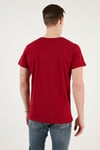 Baskılı Bisiklet Yaka % 100 Pamuklu Slim Fit Erkek T Shirt 541YELKEN24 KIRMIZI
